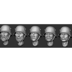 1/35 Scale die-casting resin head model kit, soldiers in helmets heads, 5 heads, miniature toy, unassembled and unpainted, 011X