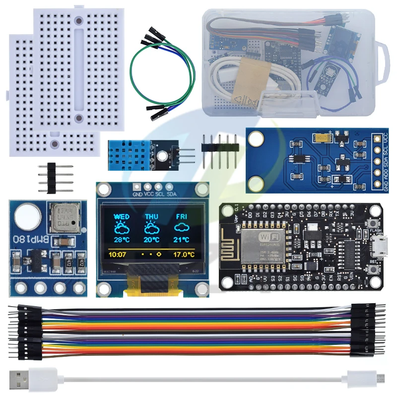 1/3PCS ESP8266 Stazione Meteo Kit Temperatura Umidità modulo display OLED breadboard Per arduino