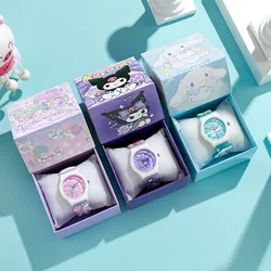 3D Pattern Anime Sanrio Children Watches for Girls kulomi big-eared dog Melody Kid's watch gift with gift box Quartz Clock