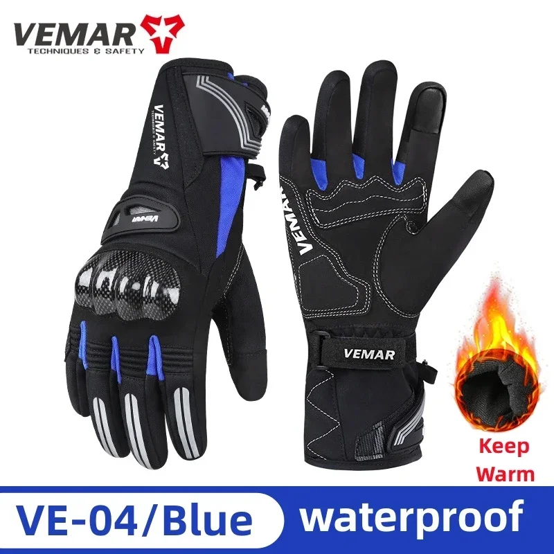 Winter Motorcycle Gloves Carbon Fiber Waterproof Warm Touch Screen Men Women Motorbike Riding Thermal Insulated Protective Gear