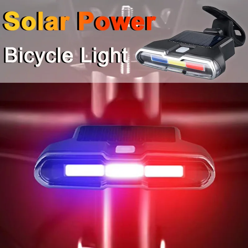 Long Endurance Bicycle Light USB Charge Solar Power Bike Taillight Waterproof Cycling Lantern Super Bright Bike Rear Back Lamp