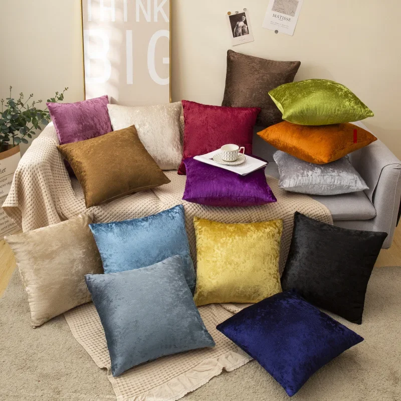 

Solid Color Velvet Cushion Cover Candy Color Pillow Cover For Sofa Office Waist Back Cover Home Decorative Pillowcase dropship