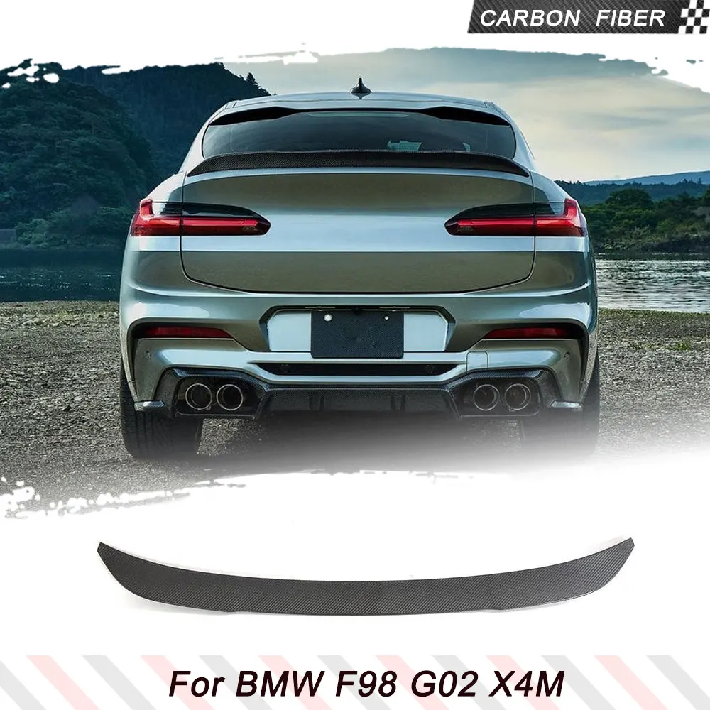 Real Carbon Fiber Spoiler for BMW X4 X4M G02 F98 2018-2023 Sport Utility Trunk Lip Spoiler Rear Wing HighKick Spoiler Body Kits