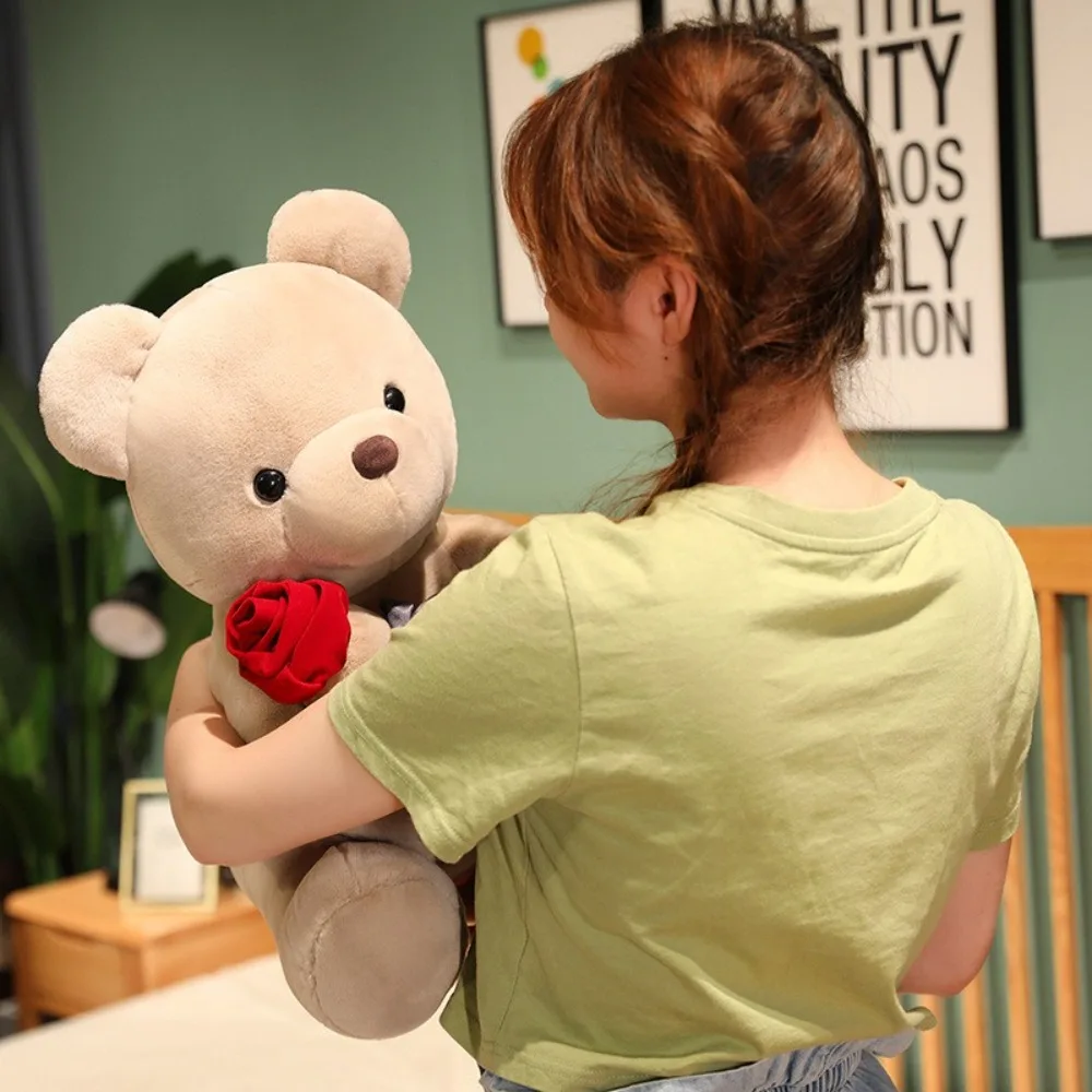 

Детская комфортная кукла, чучело, роза, медведь, мультяшная кавайная кукла-медведь, мягкая кукла 23 см, медведь, День святого Валентина