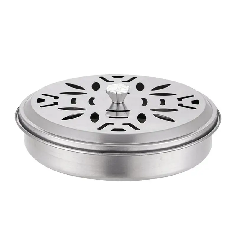 

Fly Incense Holder Portable Fireproof Fly Coil Holder Stainless Steel Incense Burner with Lid for Patio Garden Indoor Camping