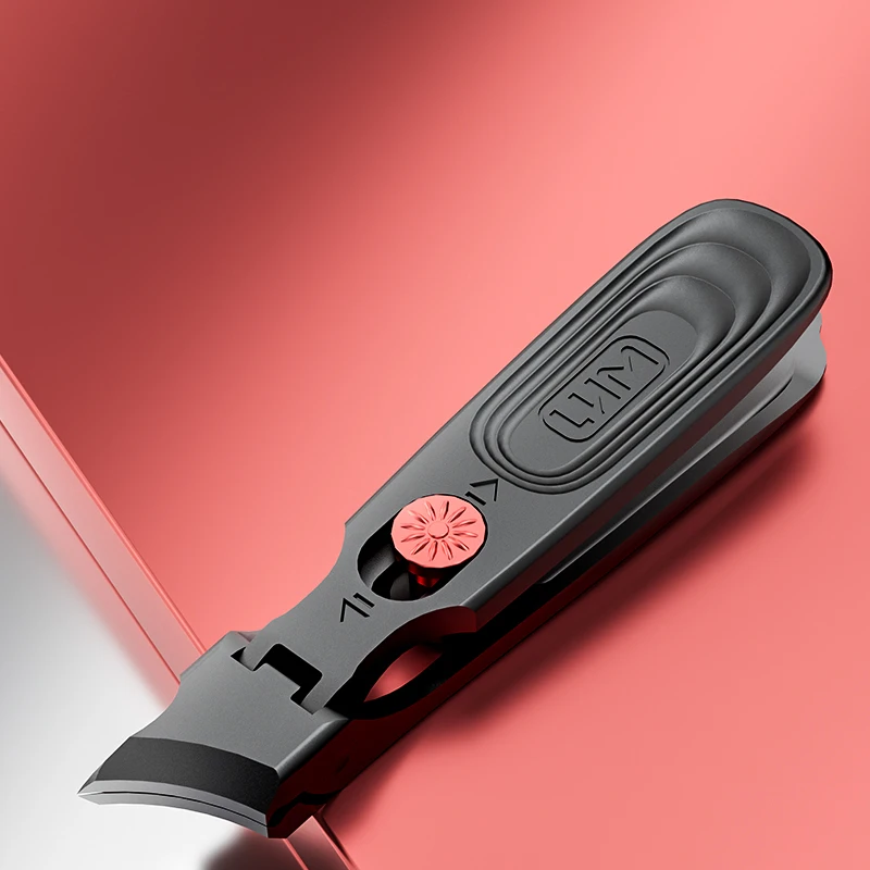 

Цельная красная и черная наклонная машинка для стрижки ногтей с большим отверстием, устойчивая к брызг, эргономичная машинка для стрижки ногтей с пилочкой для пальцев, нескользящая ручка