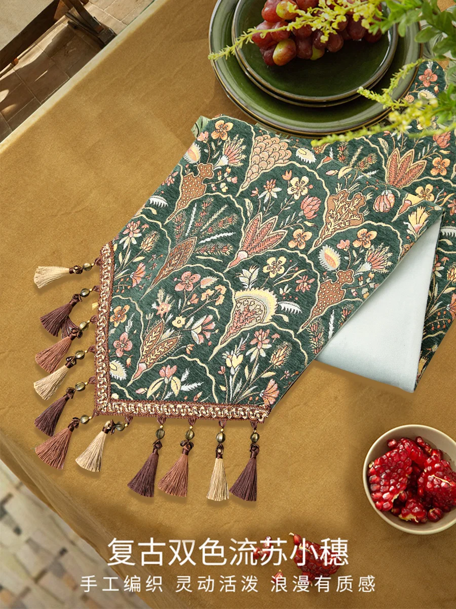 Table Runner American Vintage Tea Tablecloth High Quality Dustproof and Anti Slip TV Cabinet European High End Strip Cover Cloth