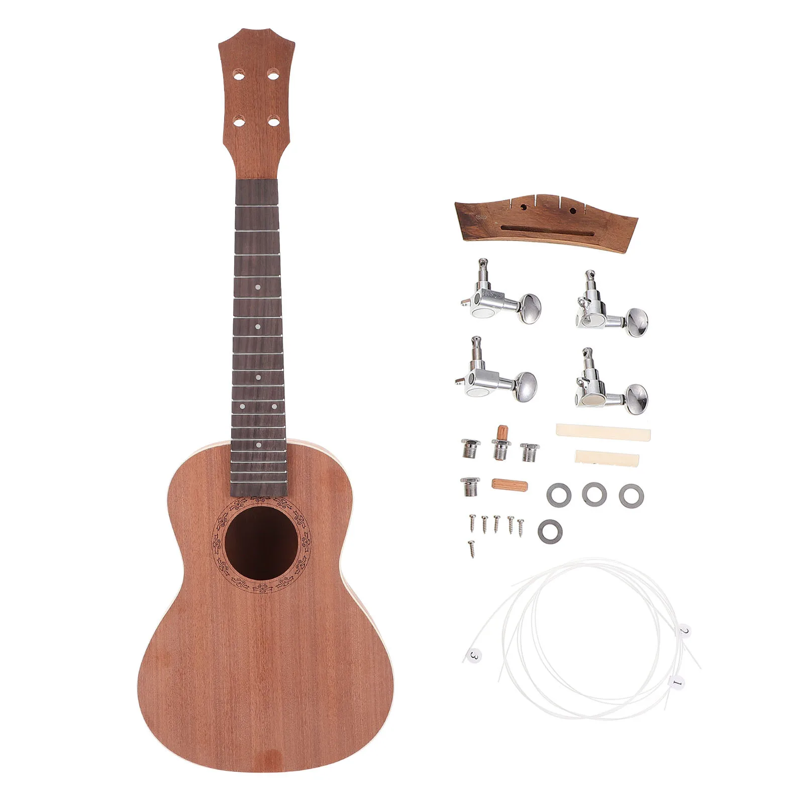 

1Set DIY Ukulele Kit Paintable Unfinished Wooden Instrument for Adults Handmade Musical Craft Project Ideal Parent-