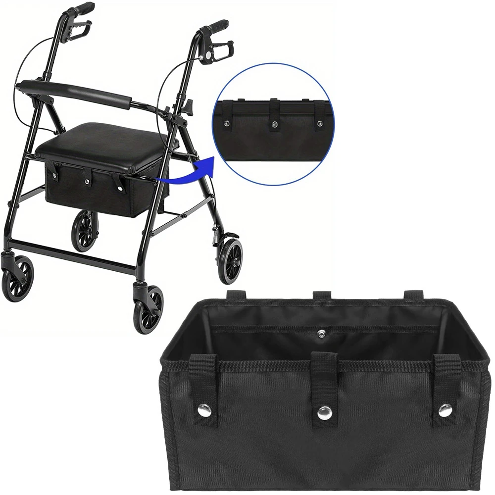 1PC Foldable Rollator Walker Basket Large Capacity Reusable Wheelchair Storage Pouch Rollator Hanging Bag Four Wheel Rollator