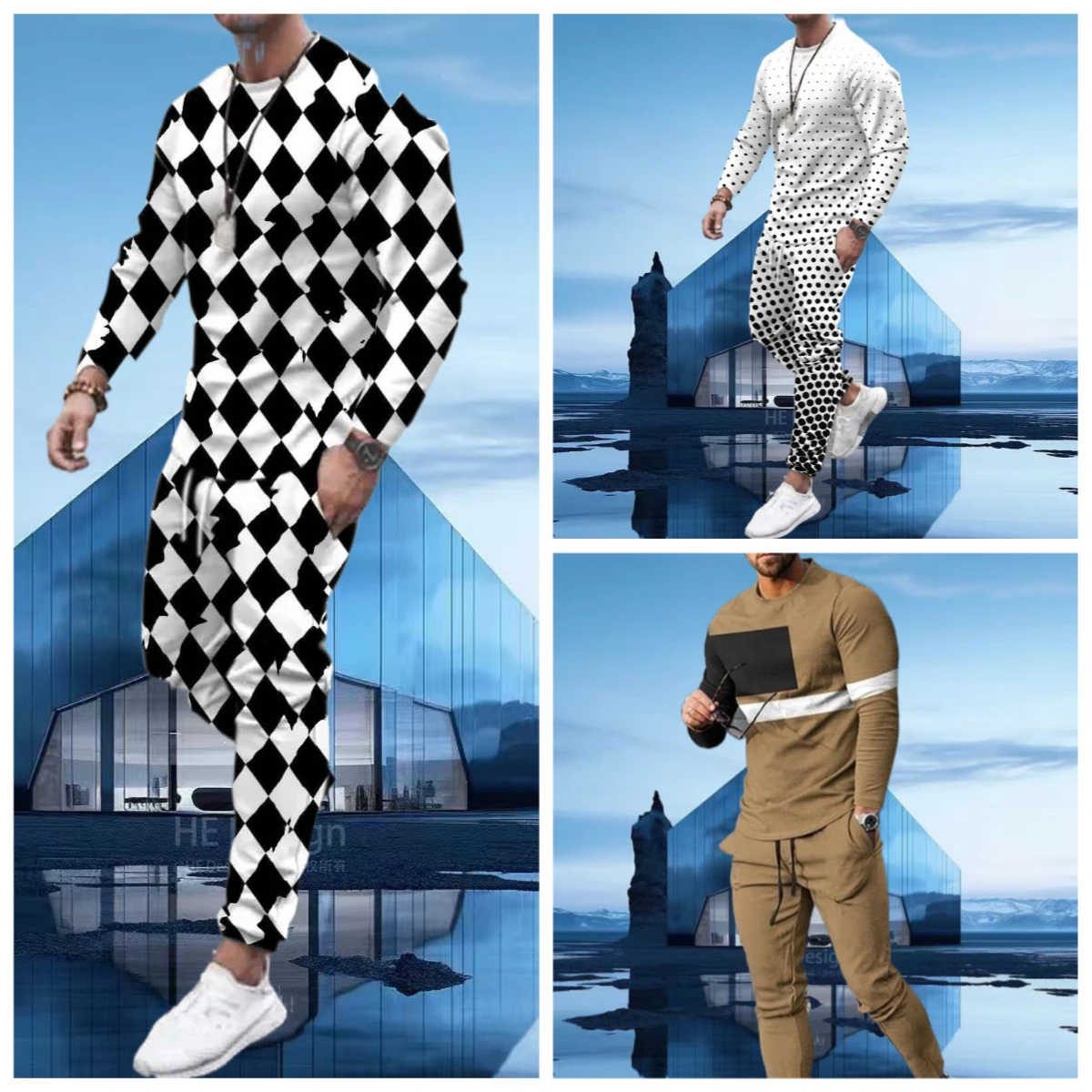 

Men's Sports Shirt Set 3D Printing Gradient Hoodie Sports Shirt Pants Men's Sports Clothing Set Casual Fashion Sports Clothing