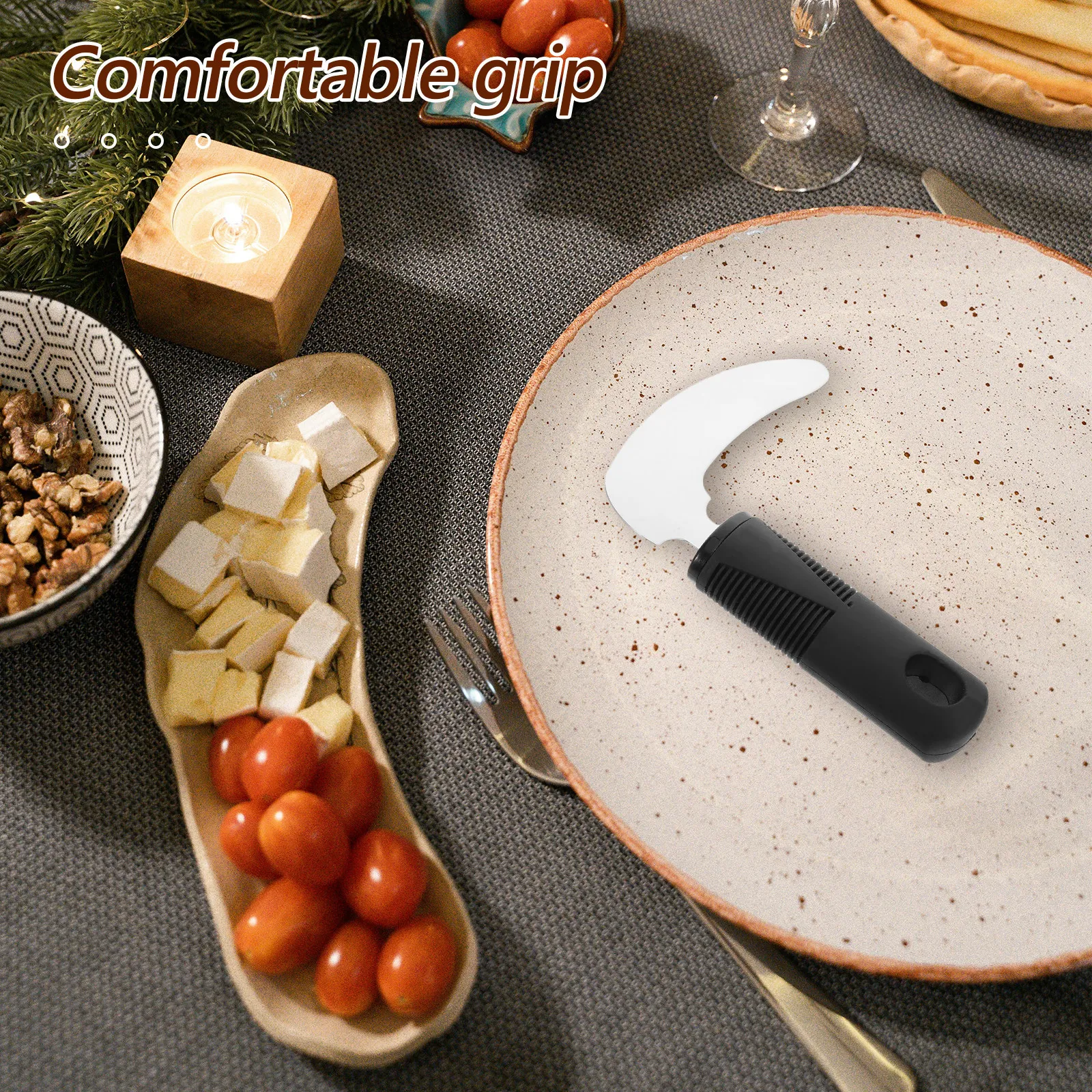 Stainless Steel Adaptive Eating Utensil for Elderly Adults with Hand Tremors Anti Shake Ergonomic Steak Cutter Rehabilitation