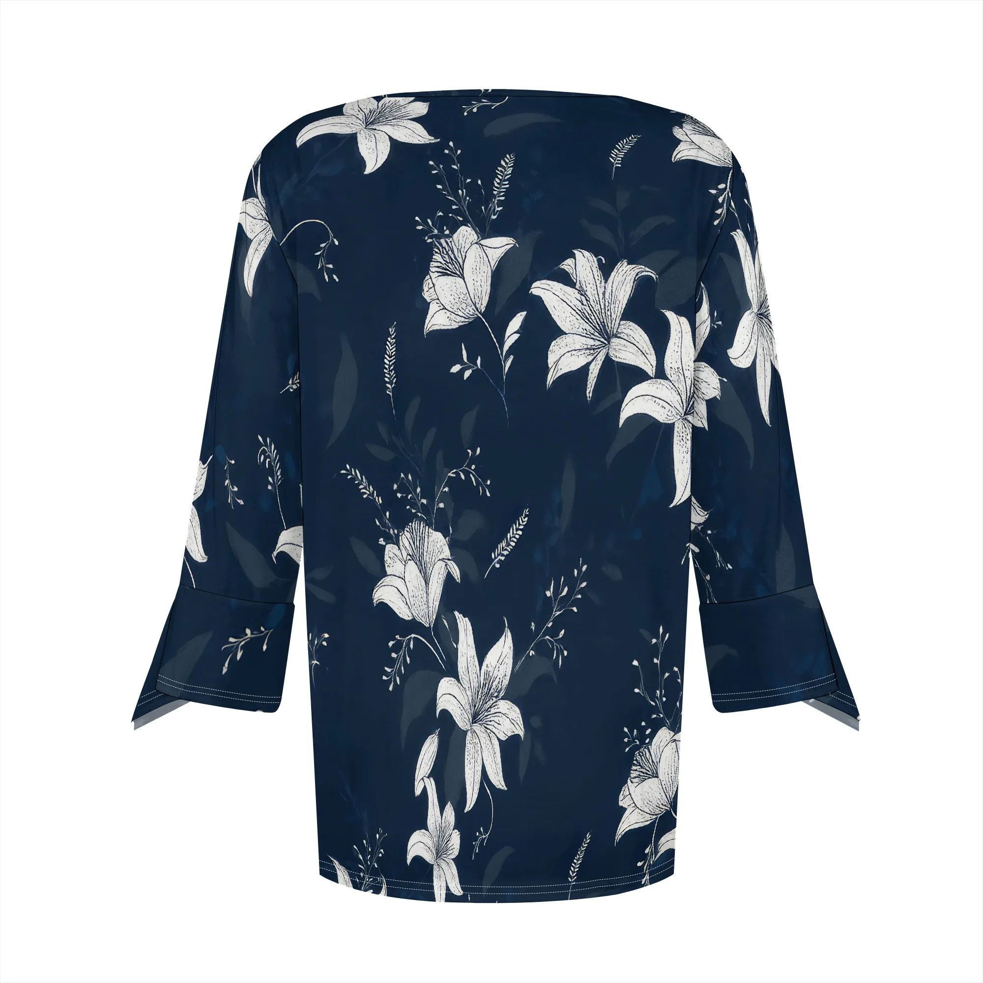 Top da donna Camicie a maniche a 3/4 Camicette estive con stampa floreale Boho per donna T-shirt grafica casual ampia con scollo a V