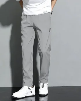 Korean Style Slim Fit Ice Silk Pants For Men Quick Dry Lightweight Business Casual Trousers 4