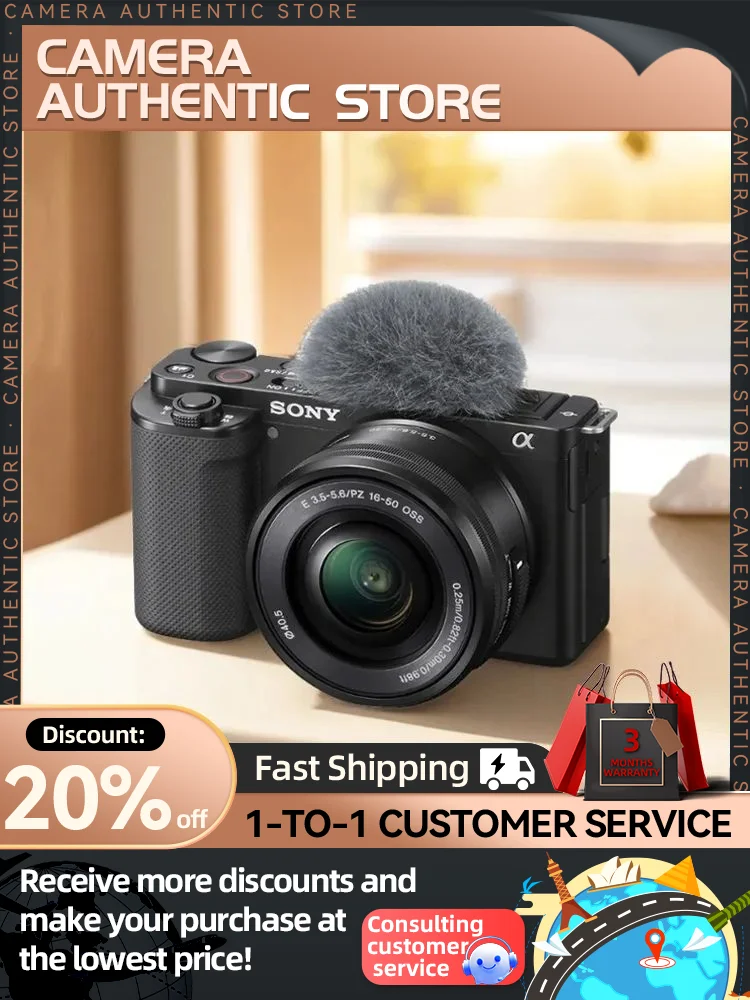 SONY Alpha ZV-E10 ZVE10 APS-C E-Mount Vlog Mirrorless Camera Digital Com 16-50mm Lens Compact Camera 4K Fotografia Profissional