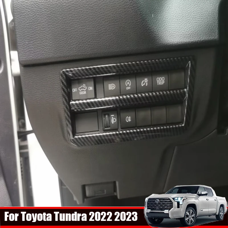 For Toyota Tundra 2022 2023 ABS carbonfiber left control panle cover headlight control swtich cover interior accessories LHD