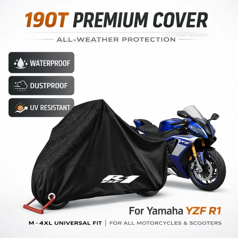 

Аксессуары для Yamaha YZF R1 YZF-R1 YZFR1 R1s, чехол для мотоцикла 190T, водонепроницаемый, пылезащитный, с защитой от ультрафиолета, всесезонный