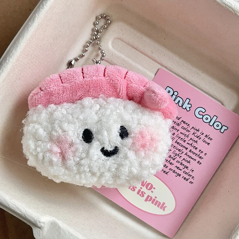 Sweet Shrimp Sushi Plush Doll Keychain Soft Stuffed Car Key Holder Backpack Pendant Couple Gifts School Bag Decoration