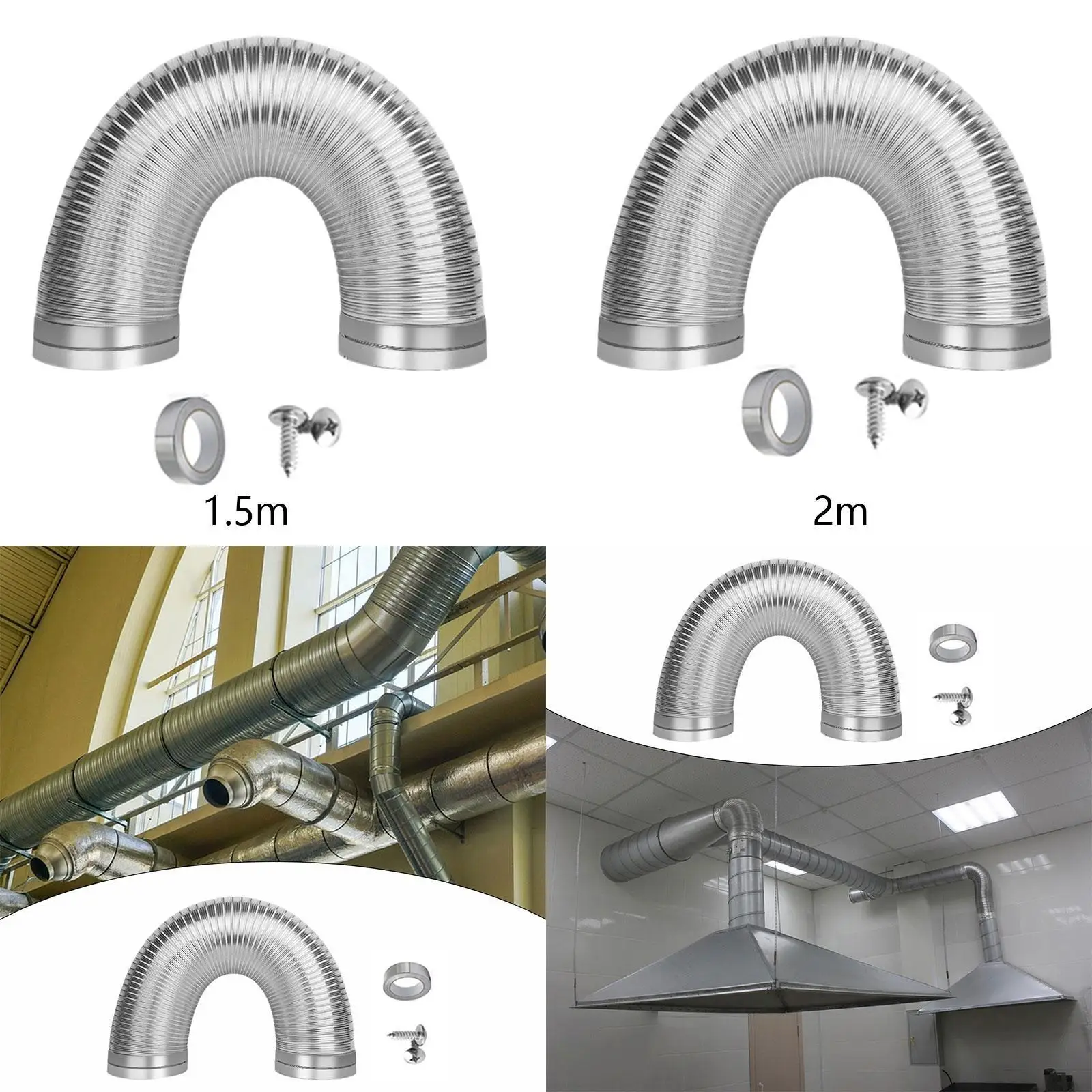 Range Hood Exhaust Hose Dryer Vent Tube Flexible Easy to Install Retractable Exhaust Pipe Air Vent Hose for Boat Blower