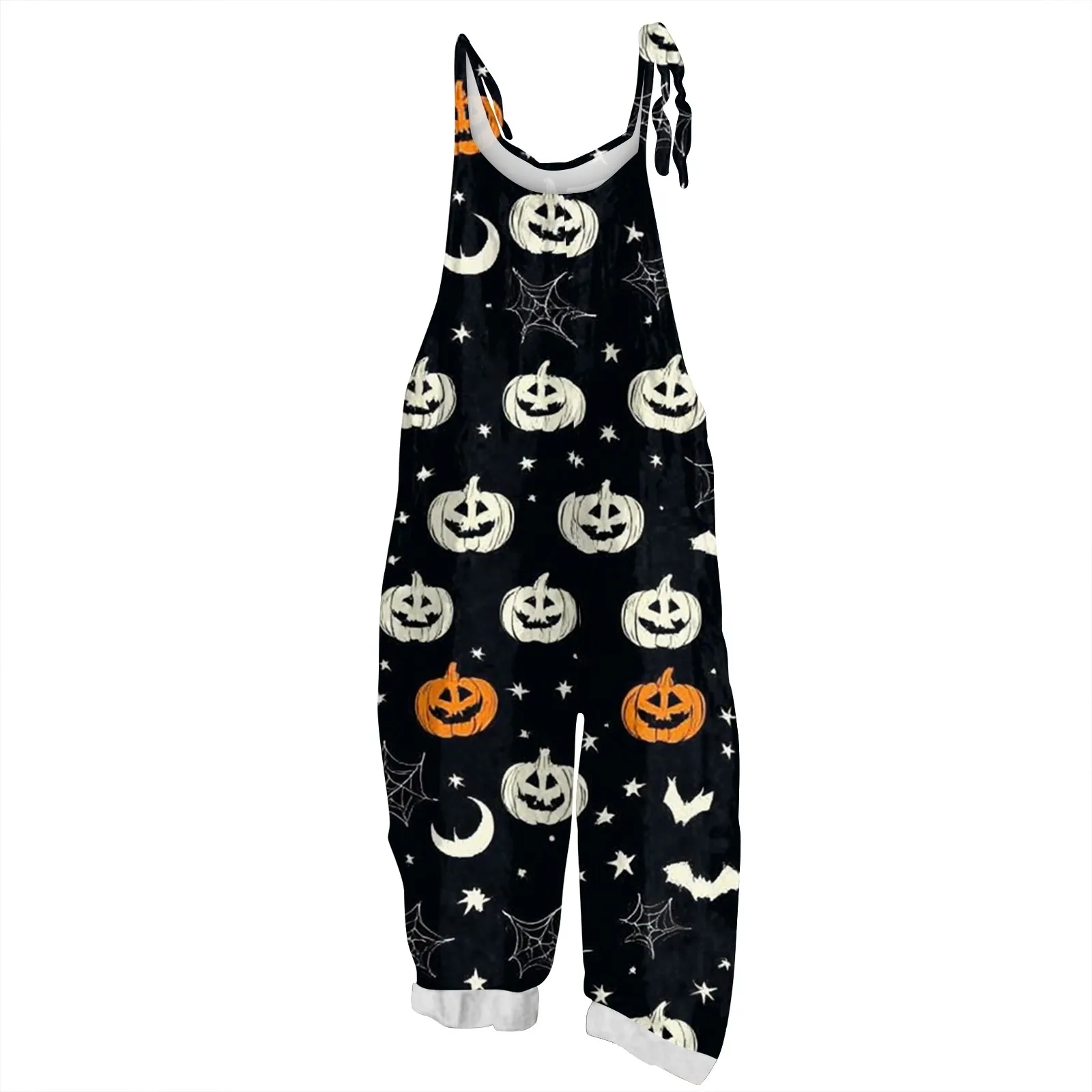 Mono Popular de Color sólido con estampado de estilo Halloween para mujer, monos Retro florales a la moda de alta calidad, pantalones informales con cuello Halter