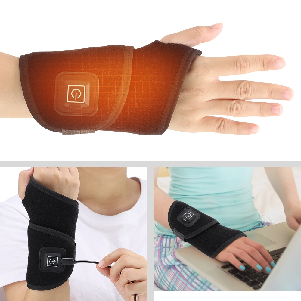 Electric Heating Wrist Protector With Wormwood Bag Hot Compress Therapy Hand Massager Pad Wristband Relieve Arthritis Tendinitis