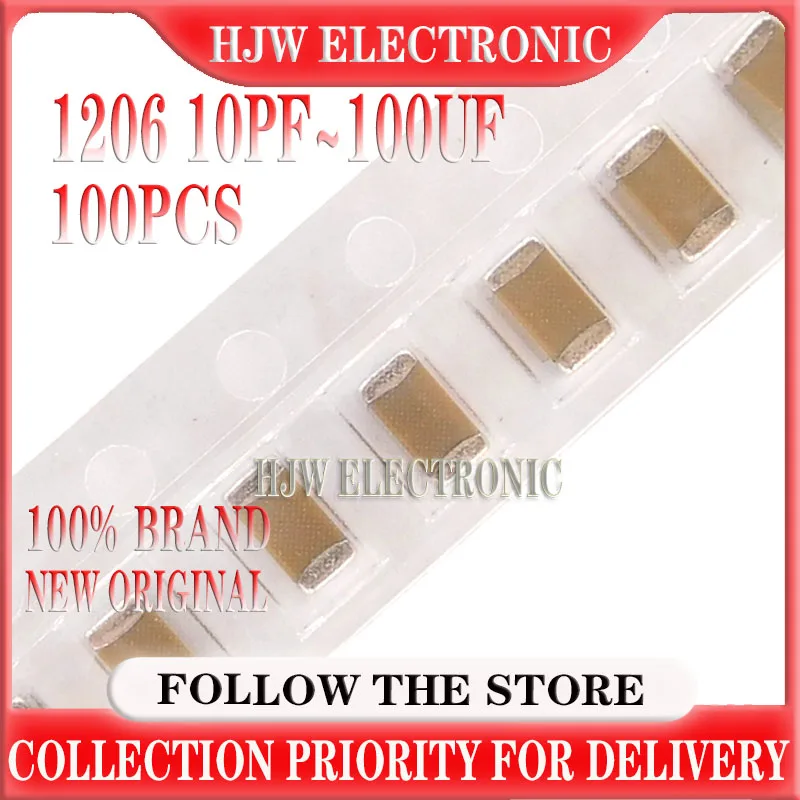 

100pcs 1206 50v Smd Thick Chip Multilayer Ceramic Capacitor 10pf- 100uf 10nf 100nf 1uf 2.2uf 4.7uf 10uf 22uf 47uf 100uf 22pf