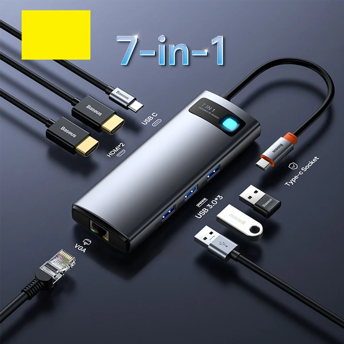 

USB Type C to HDMI network hub, VGA USB 3.0 9/11 in 1 adapter for MacBook Pro Air, PD, RJ45, SD card reader