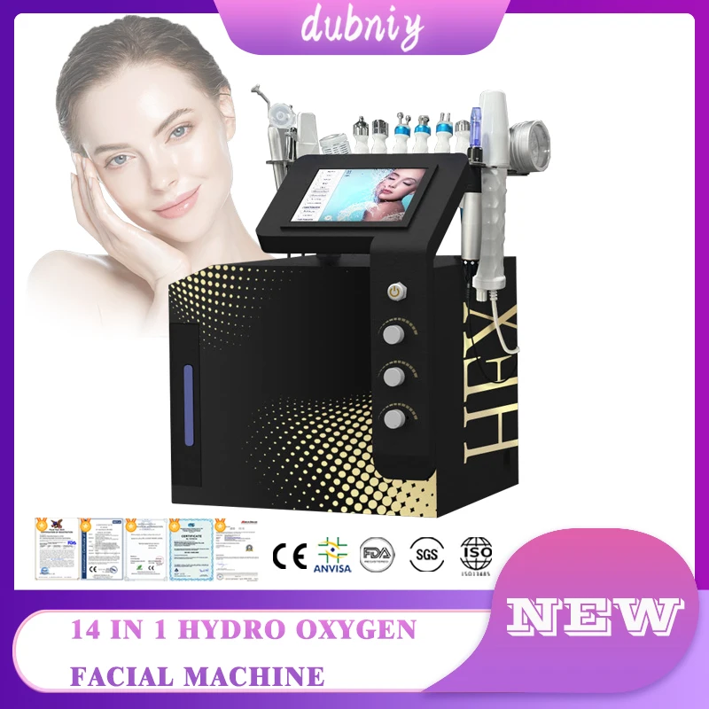 

2024 Newest 14 in 1 Hydro Diamond Peel Microdermabrasion Oxygen Jet Aqua Facials Skin Care Cleaning Facial Machine