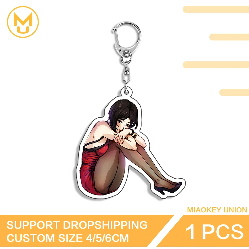 Alluring Ada Wong Key Chains Game Waifu Sitting Posture Accessories Lobster Clasp Unique Jewelry DIY Decoration For Bag Ornament