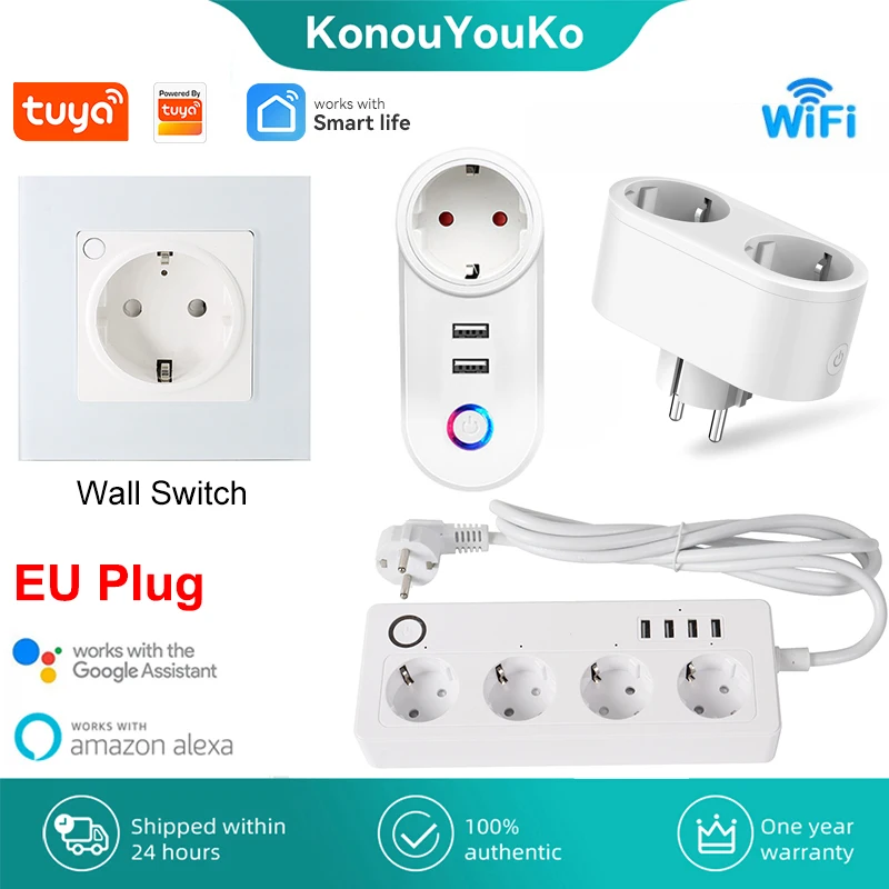 EU Wifi Smart Plug Tuya Power Strip with USB Port Smart Socket Surge Protector Voice Control for Alexa Google Home Appliance