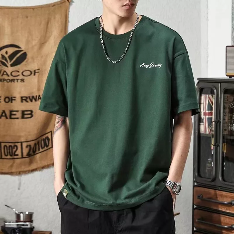 2026 Summer New Style T-Shirt - Men's Japanese Retro Large Size Loose American Cool Workwear Short Sleeve