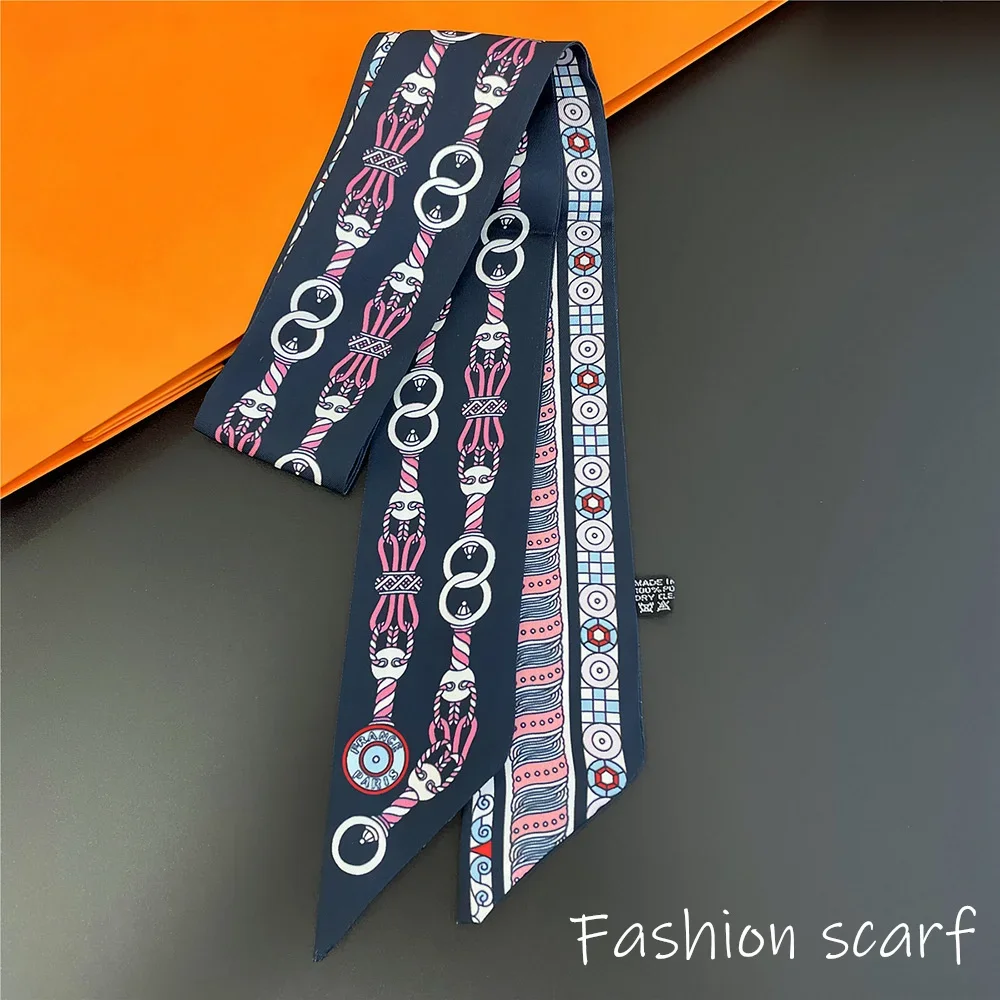 Europa 2025 Moda Nuovo Stile Nazionale Piccolo Fiore Nroken Decorativo da Donna in Twill Rilegatura Borsa Manico Sciarpa di Seta Sciarpa a Nastro