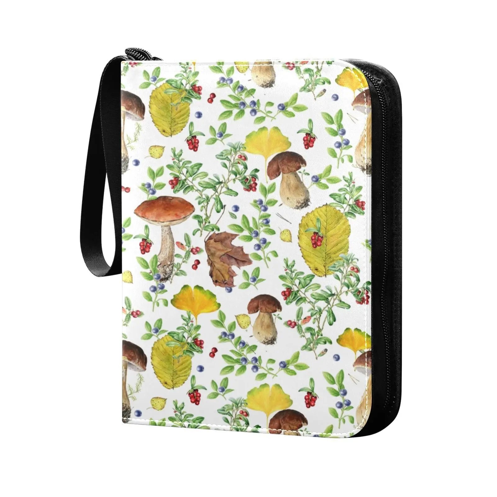 Green Mushrooms Card Binder 4 Pocket Card Binder, 400 Double Sided Pocket Album Sport Game Cards, Unique Card Collection Storage