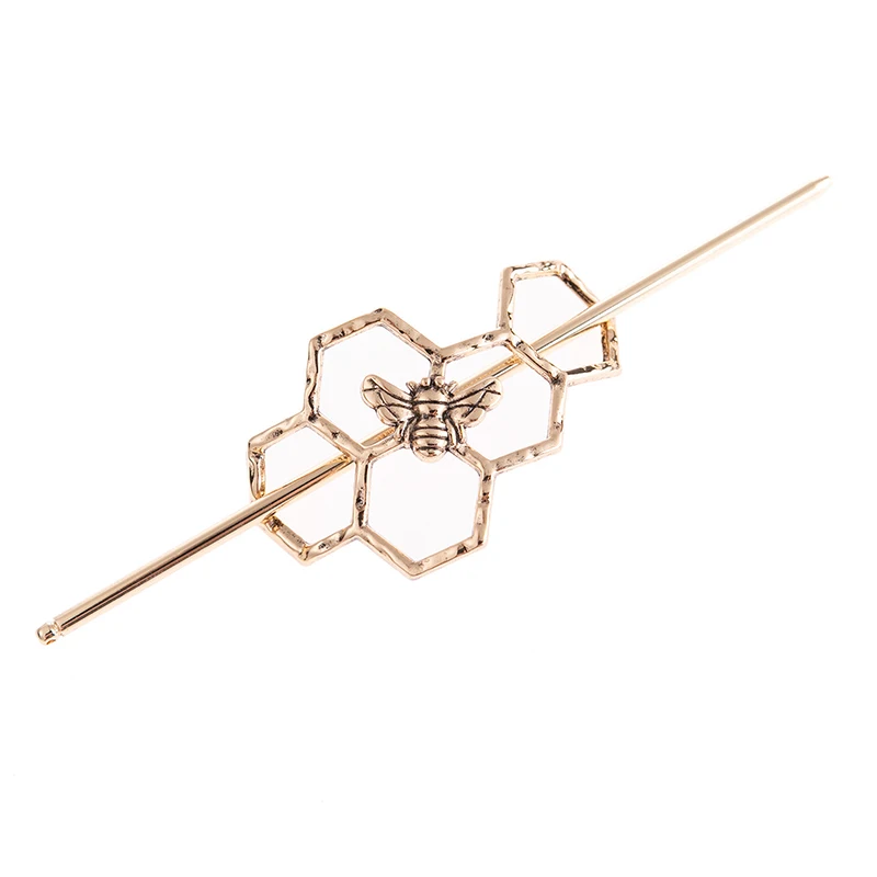 Retro Alloy Hollow Honeycomb Little Bee Hairpin Ladies Elegant and Versatile Back Head Plate Hair Accessories