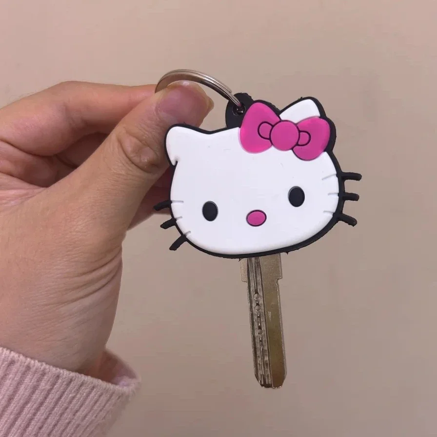 Personality Key Cover Cute Cartoon Hellos Kittys Creative Couple Soft Rubber Silicone Key Cover Keys Chain Protective Cover Toy