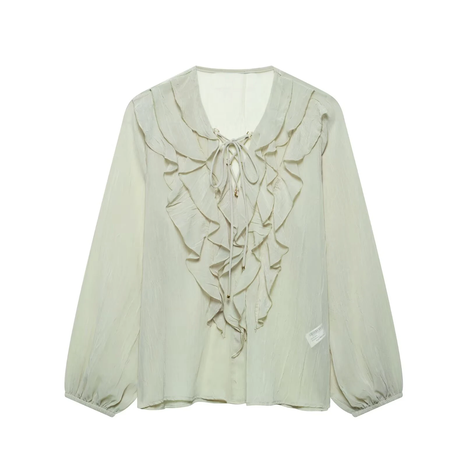 

UNIZERA women's fashionable layered decoration semi transparent long sleeved temperament spring new shirt
