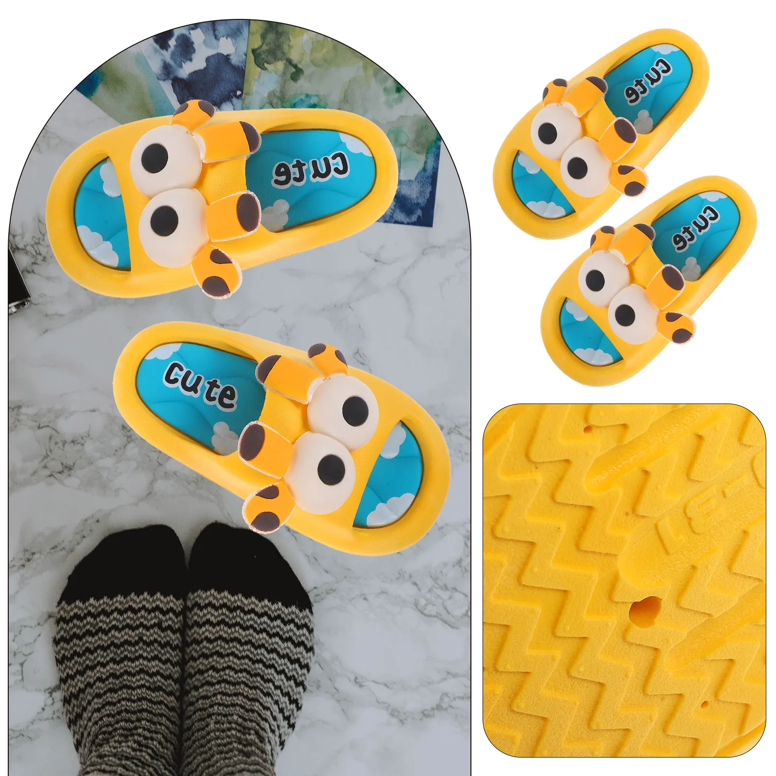 

1Pair Children's Slippers Non-Slip Soft Sole Toddler Slide Sandals Summer Beach Sandals Size 30 31 Cute Design