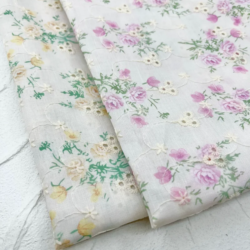 

Cotton Fabric Embroidered Small Flower Clothes Skirt Accessories Tablecloth Fabric
