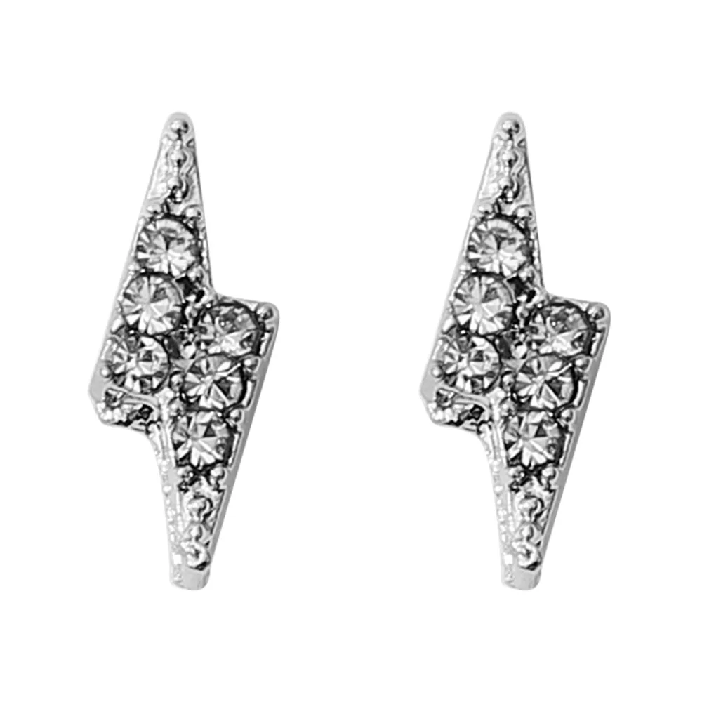 Simple Fashion Pavé Crystal Lightning Stud Earrings Women Exquisite Student Girlfriend Jewelry Accessories 2022 Trendy