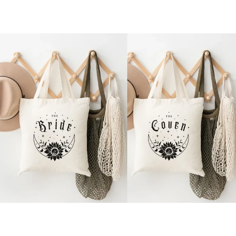 

Bride's Coven Witchy Bachelorette Tote Bag Gothic Spooky Celestial Bridesmaid Proposal Bag Halloween Bridal Party Bride Gifts