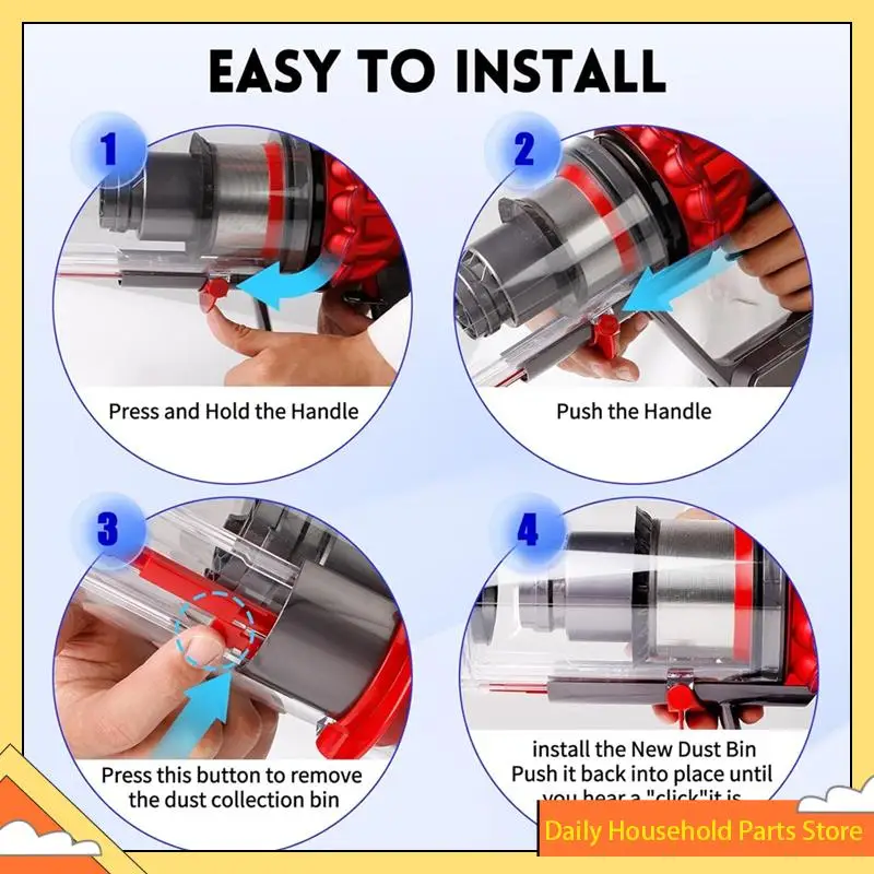 【Great Sale】Dust Bin Bucket For Dyson V11 V15 SV14 SV15 SV22 Vacuum Cleaner Replacement Parts Vacuum Dustbin Dust Cup Type B Int