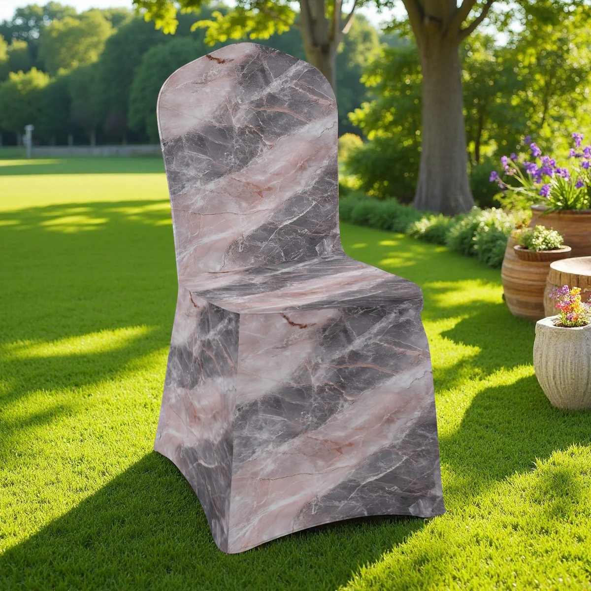 2D Marble Pattern Stretchable Full - Coverage Chair Cover, Universal for Hotel, Home & Outdoor. High - El
