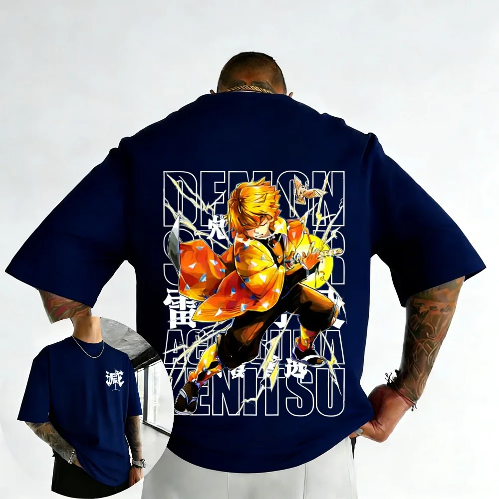 Plus Size Demon Slayer Summer Anime Printed Men, Women T-shirt Casual Parent Child Top Fashion Harajuku Style Street Wear Y2K view 3