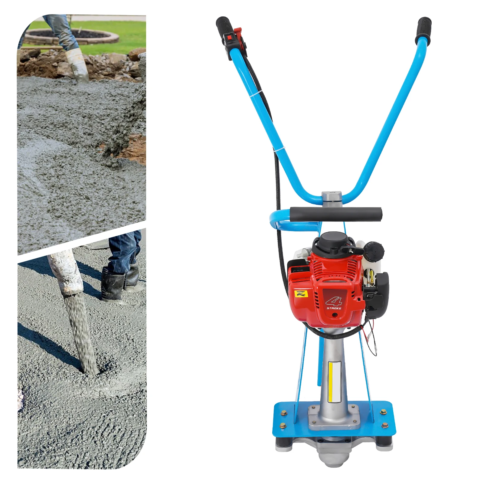 High-Efficiency Concrete Power Screed, 573lbs Force, 9500-10000 RPM, Durable Steel Frame, Rubber Shock Absorbers for Operation