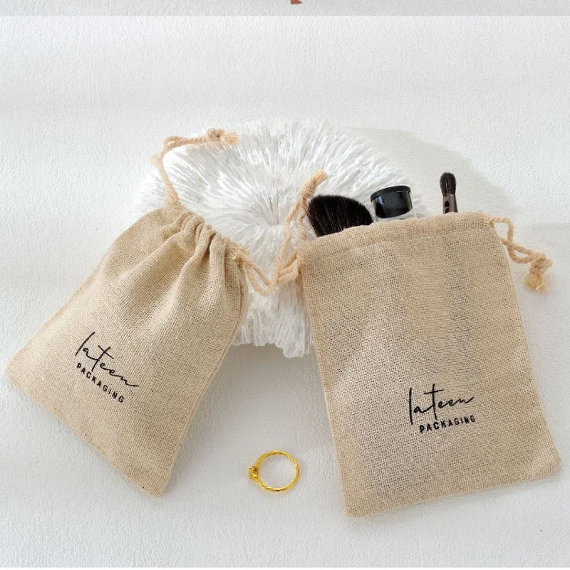 

Vintage Jute Jewelry Pouches Natural cotton Gift Necklace Jewelry Packaging Bag Pouch