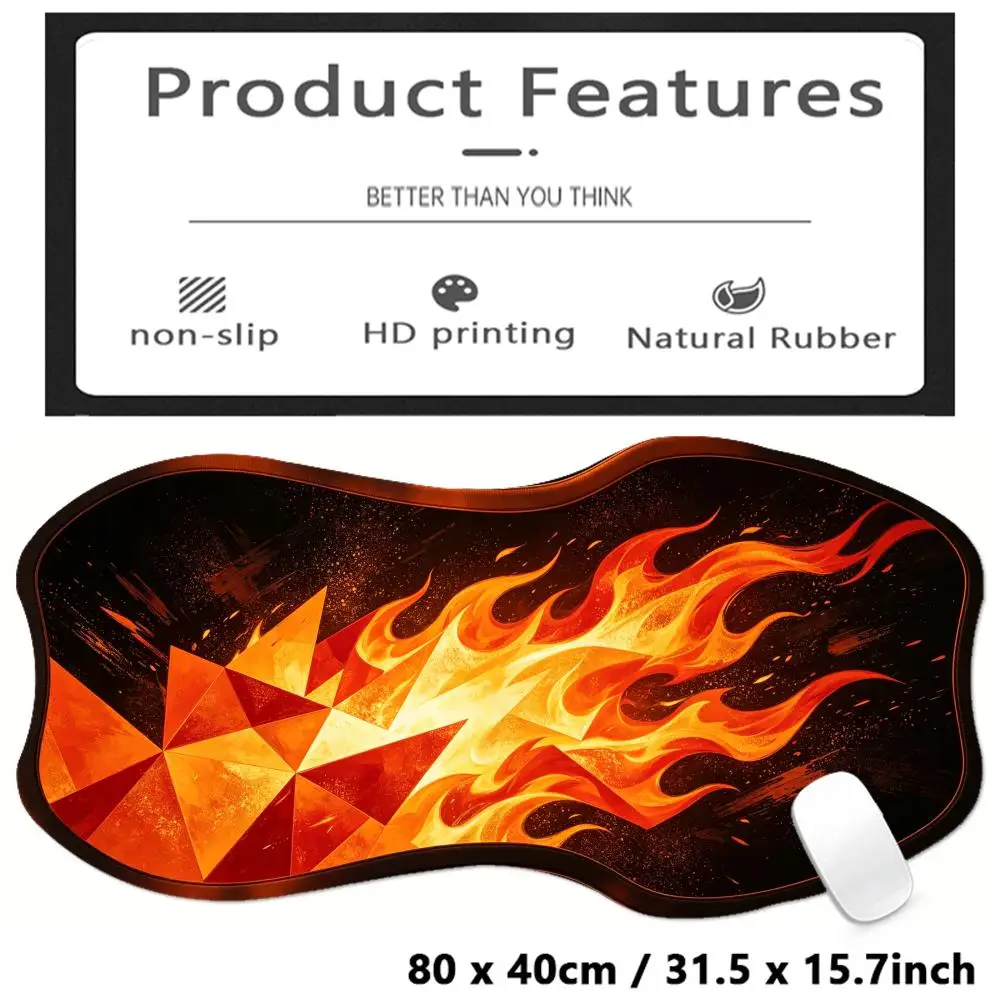 Creative Purple Neon Light Flow Desk Mat Large Size Smooth Glide Special Shaped For Cyber Desk Decor