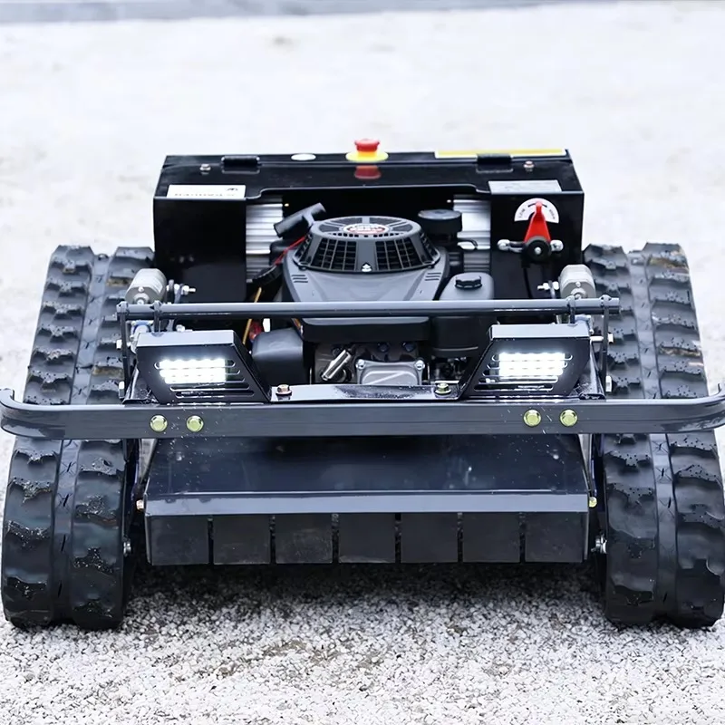 Customized intelligent tracked lawn mower with remote control distance, precise operation, and safe operation on steep slopes