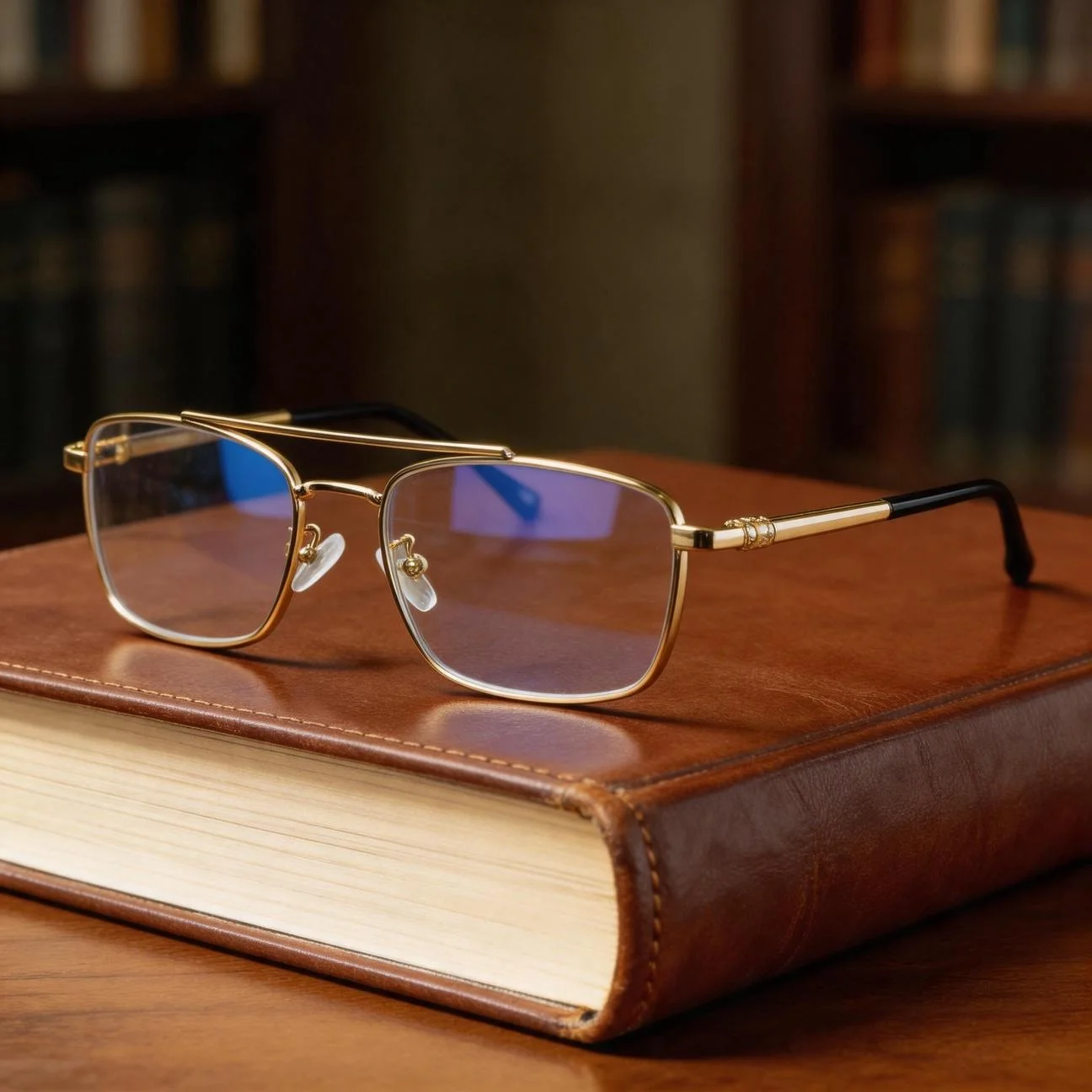 

Gold Double Bridge Rectangle Reading Glasses Men Blue Light Blocking Reading Glasses Women Anti Glare Computer Eyewear