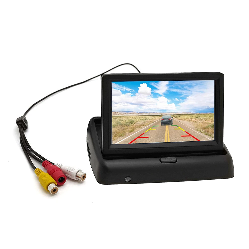 4.3-Inch Foldable Car Monitor Reverse Parking IR/LED Night Vision Rear View Camera LCD/TFT Screen TV/DVD Combination AV