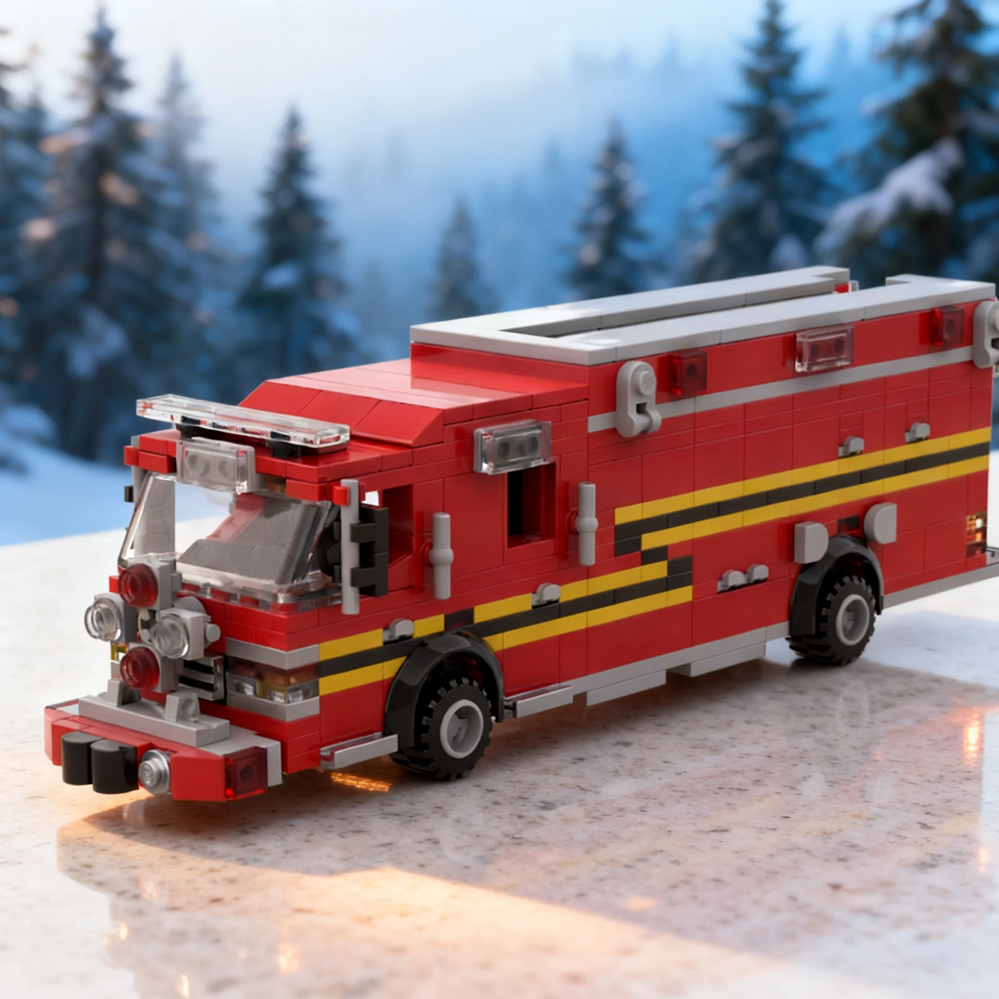 451pcs MOC Cars Fire Truck BRFD Rescue Model Building Blocks Christmas Gifts Architecture Collection Idea Assemble Art Creative