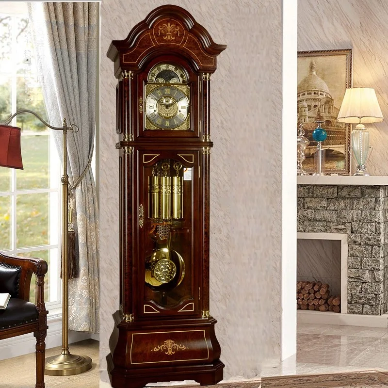 European floor-to-ceiling living room creative clock ornament large pendulum clock cherry wood